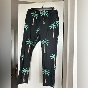 Duvin Black Palm Tree Print Men's Joggers